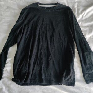 Black Crewneck Long Sleeve Cotton Blend L